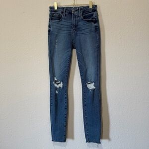 Good American Good Legs Distressed Skinny Jeans with Raw Hem - 0/25